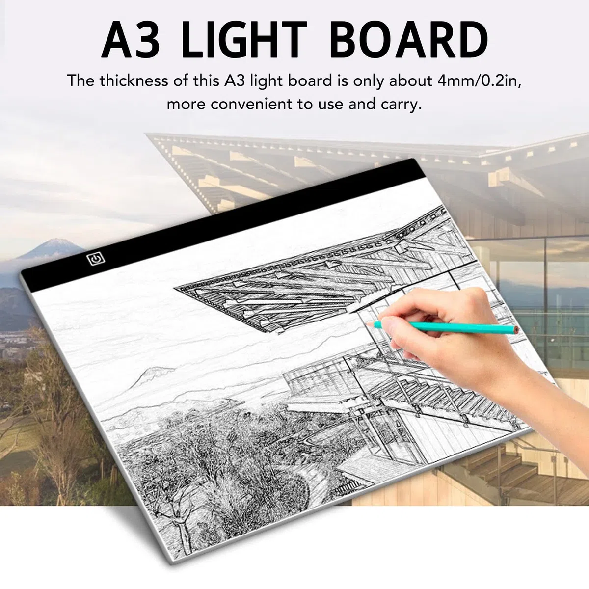 Tappetino Luminoso a LED A3, Tappetino da Disegno Ultrasottile Portatile da 12.000 K con 37 Perline LED, Tavolo Luminoso con Alimentazione USB Dimmerabile per Artisti, Disegno,
