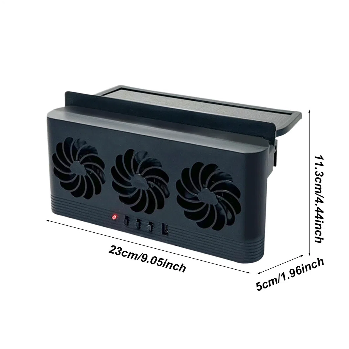 Air Circulation, Car Window Fan, Auto Solar Three-Head Cooling, Tool With Solar-Powered Ventilation, Portable Air Cooler For Rv, Small Suv, Truck, And Sedan, 23x11.3x5cm