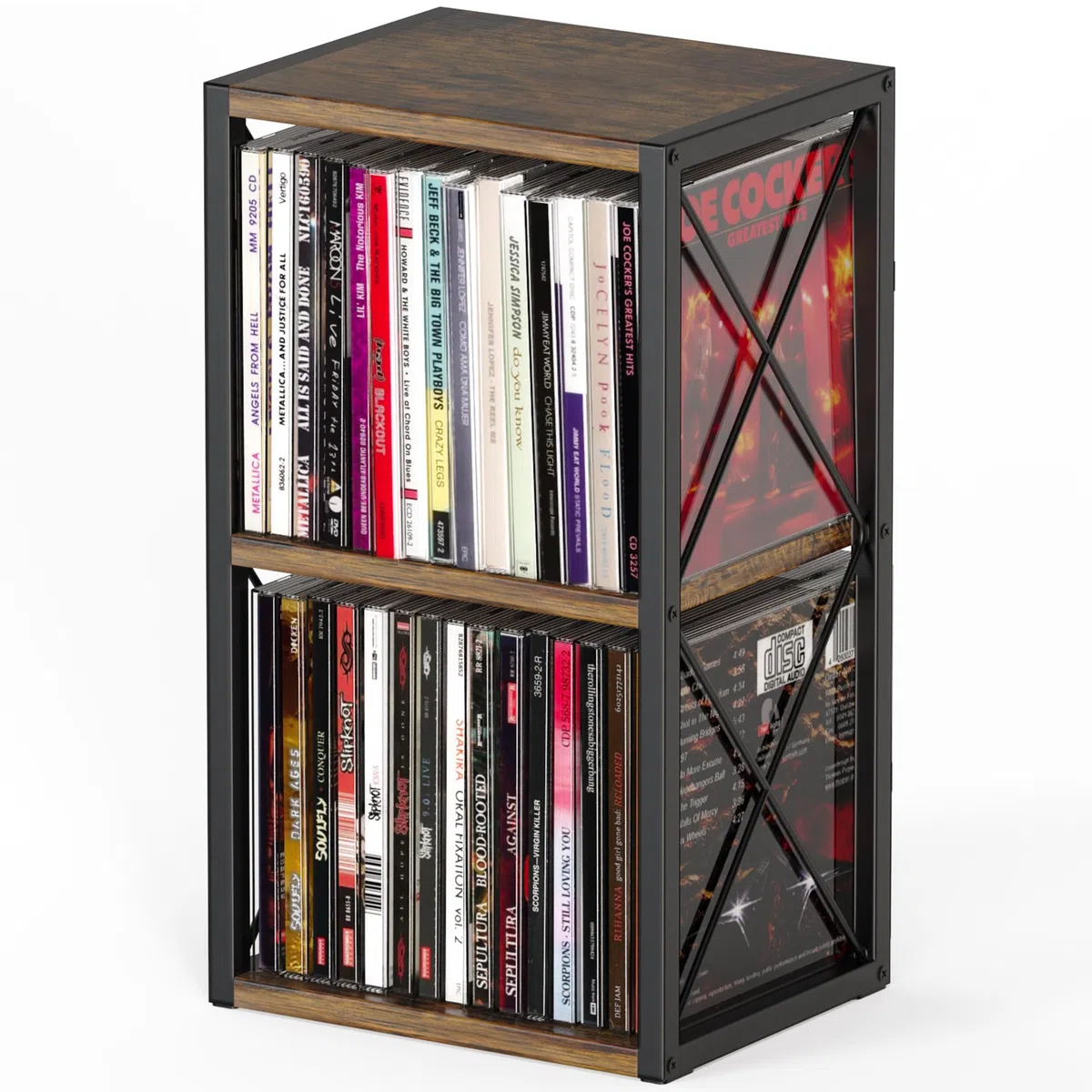 Alyoen Organizer per CD a 2 ripiani, in legno, può contenere fino a 30 CD, porta CD per esposizione, ripiano per CD di alta qualità per casa e ufficio, ideale per gli appassionati di musica