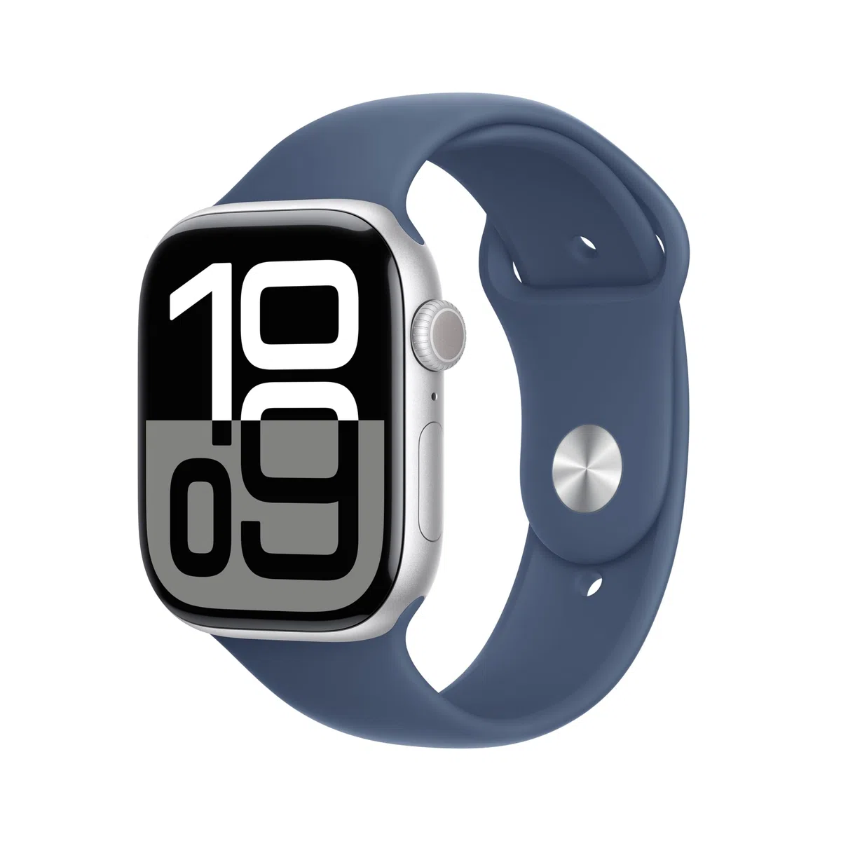 Apple watch Apple Watch Series 10 GPS 46mm Boîtier en Aluminium Argent avec Bracelet Sport Denim M L
