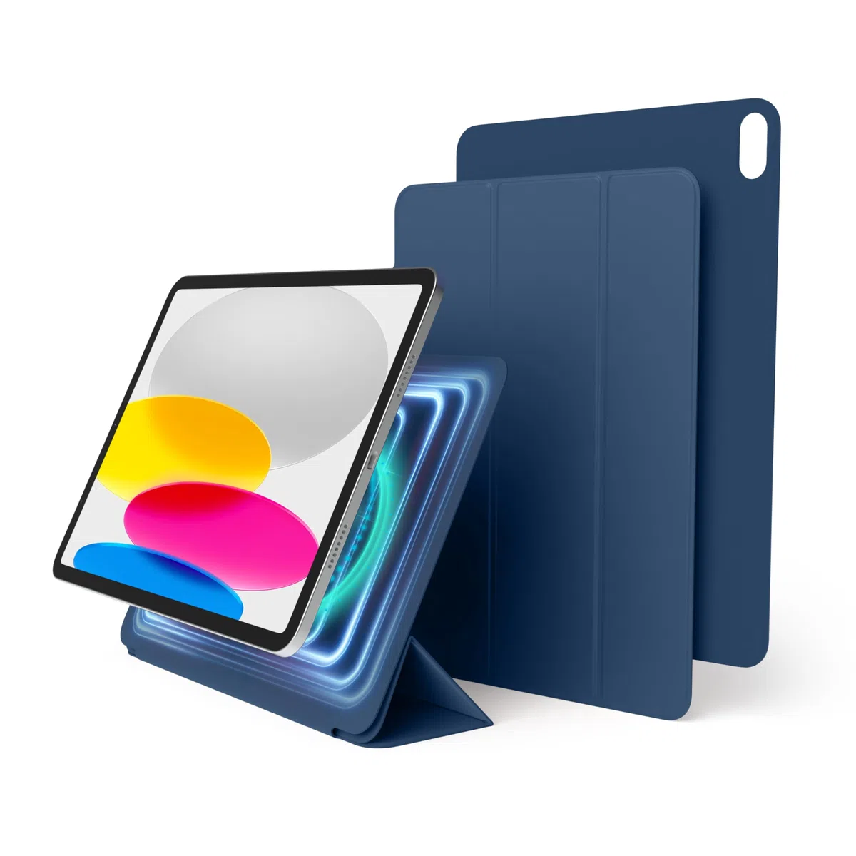 elago Custodia Folio Magnetica per iPad (A16), iPad 10a Generazione [10.9 pollici] - Piastra Posteriore Attaccabile ai Materiali Metallici, Compatibile con Apple Pencil (Blue)