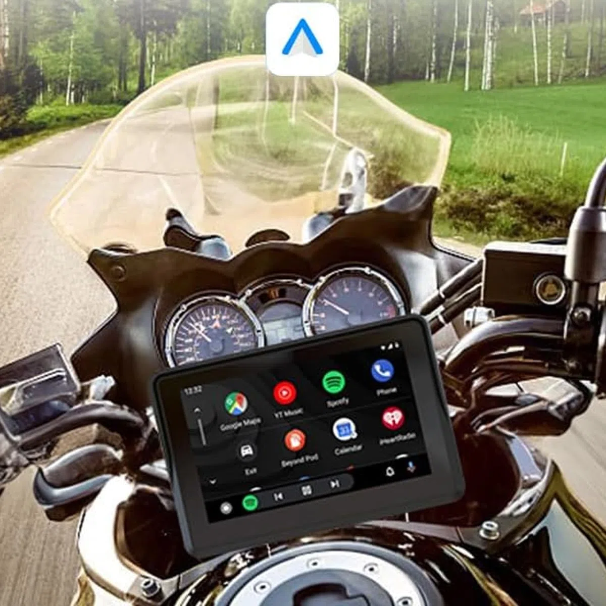 Carplay portatile wireless Android Auto 5G Dual Bluetooth per moto, navigazione GPS per auto, touchscreen impermeabile IPX7, supporto Siri/Assistente Google