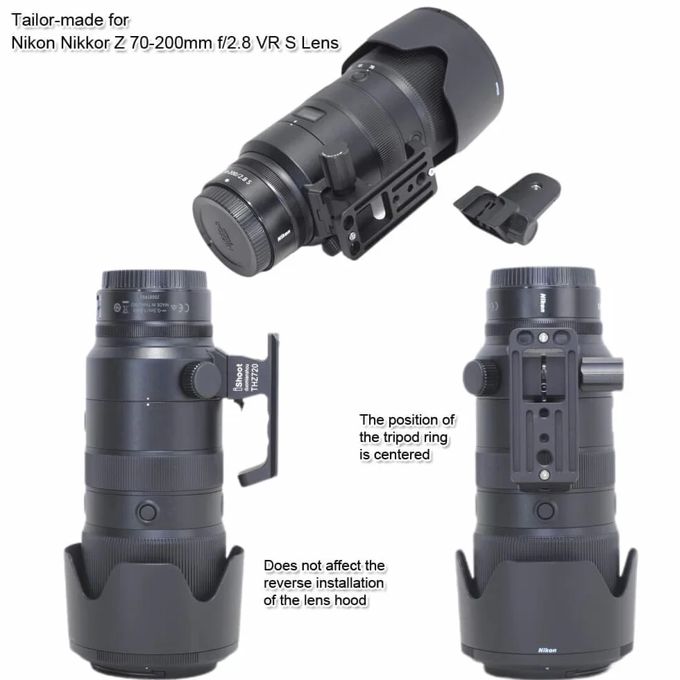 iShoot - Supporto di ricambio per treppiede, compatibile con Nikon Nikkor Z 70-200 mm f/2.8 VR S, staffa di supporto per obiettivo con coda di rondine Arca Fit