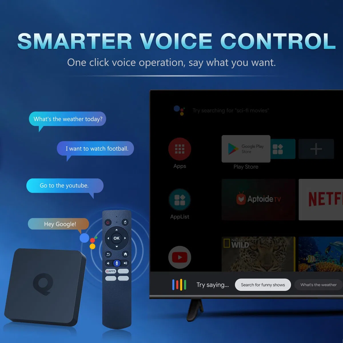 Android 10.0 TV Box, TV Box Android 2GB RAM 16GB ROM H313 Quadcore Cortex-A53 support 2.4/5.0GHz Wifi BT5.2 HDR10.0 3D 4K 1080P Android BOX
