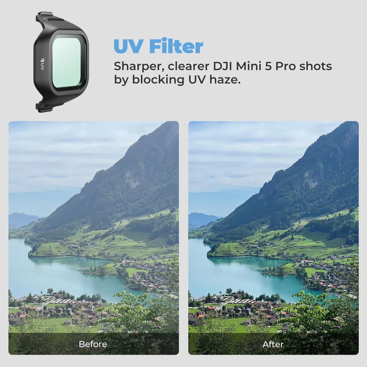 Freewell Filtri quotidiani per DJI Mini 5 Pro – UV, CPL, inquinamento luminoso e foschia luminosa 1/4 – Filtri lenti premium per riprese cinematografiche, colori migliorati e riduzione dei riflessi