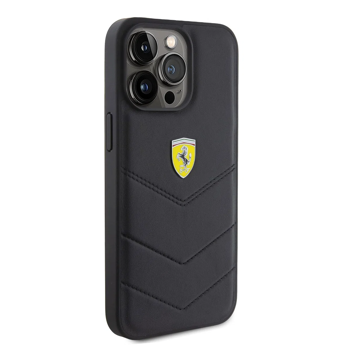 Ferrari FEHCP15XRDUK - Custodia rigida per iPhone 15 Pro Max 6.7", con logo in metallo, colore: Nero