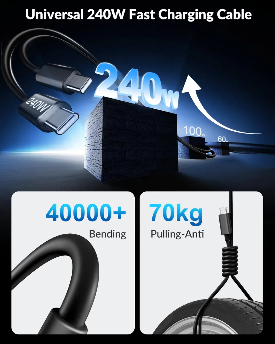 Caricabatteria da auto per iPhone 17, 16, 15 Pro Max, confezione da 2 caricabatterie da auto a 4 porte da 90 W con 4 porte USB C a ricarica rapida, accessori con cavo USB C da 240 W, 9 m, per iPhone