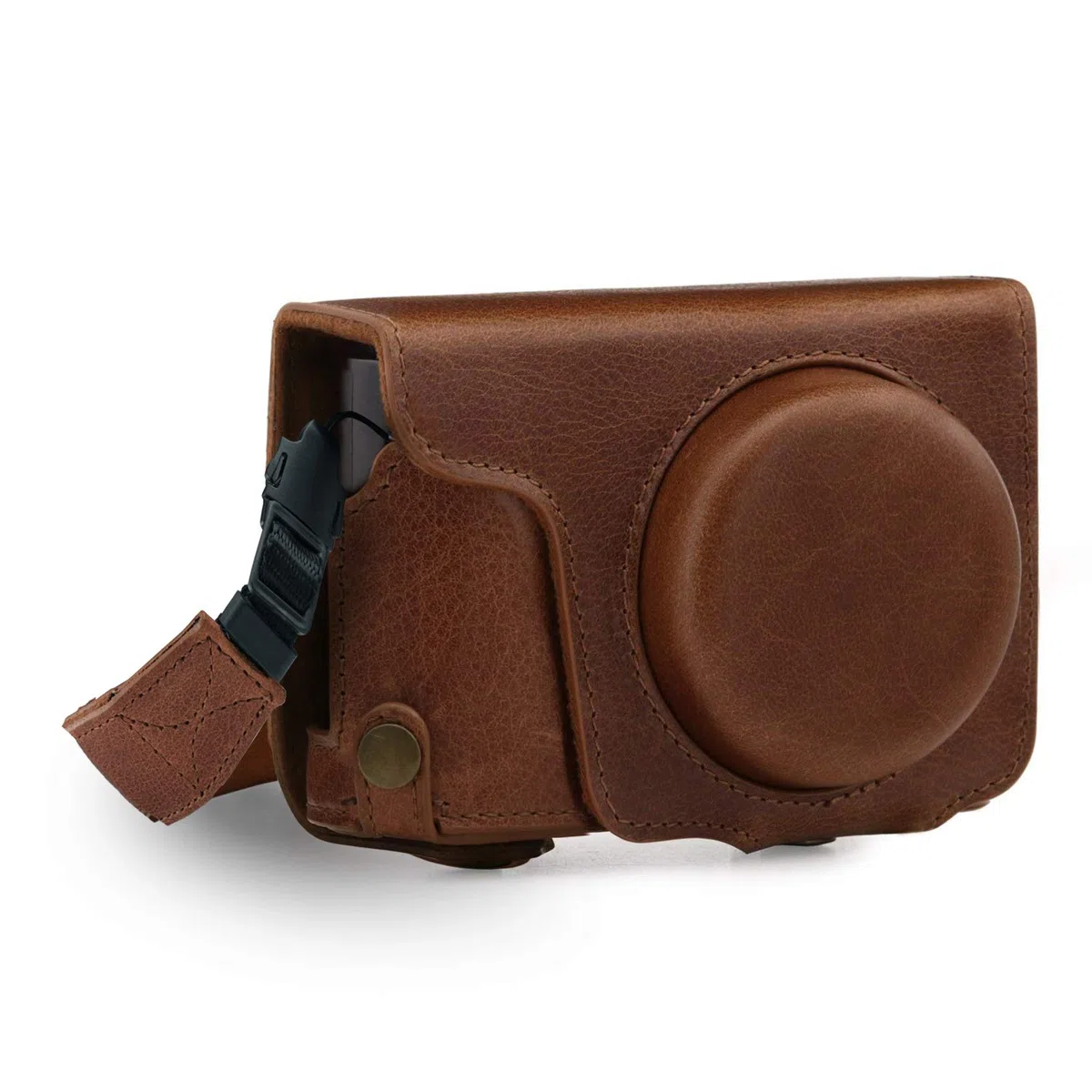 MegaGear Ever Ready - Custodia protettiva in vera pelle con tracolla, compatibile con Panasonic Lumix DMC-TZ100, DC-TZ200
