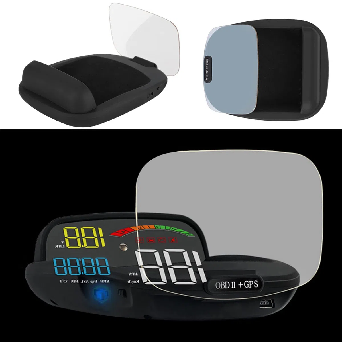 Head Up Display Display Head Up per Auto Abs Pc Display Head Up a Grande Schermo Adatto per Obd e Gps Dual System Car Head Up Display)11V 18V)