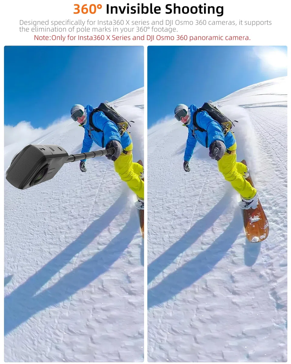 Treppiede per action cam da 147 cm, per Insta360 X5/X4/X3/Ace Pro 2/GO 3S, DJI Osmo 360, Pocket 4/3, tutti i modelli GoPro, impugnatura estensibile 2 in 1, supporto da viaggio, monopiede, accessori
