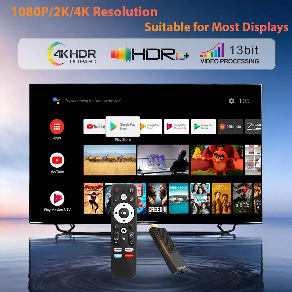 Android TV Stick 14.0 Ultima Versione 2026 4K Ultra HD TV Stick Box 2 GB RAM 16 GB ROM RK3518 CPU Supporta WiFi 6 BT 5.0 2,4/5 GHz, HDR10 Smart Streaming Media Player con Telecomando Vocale Assistente