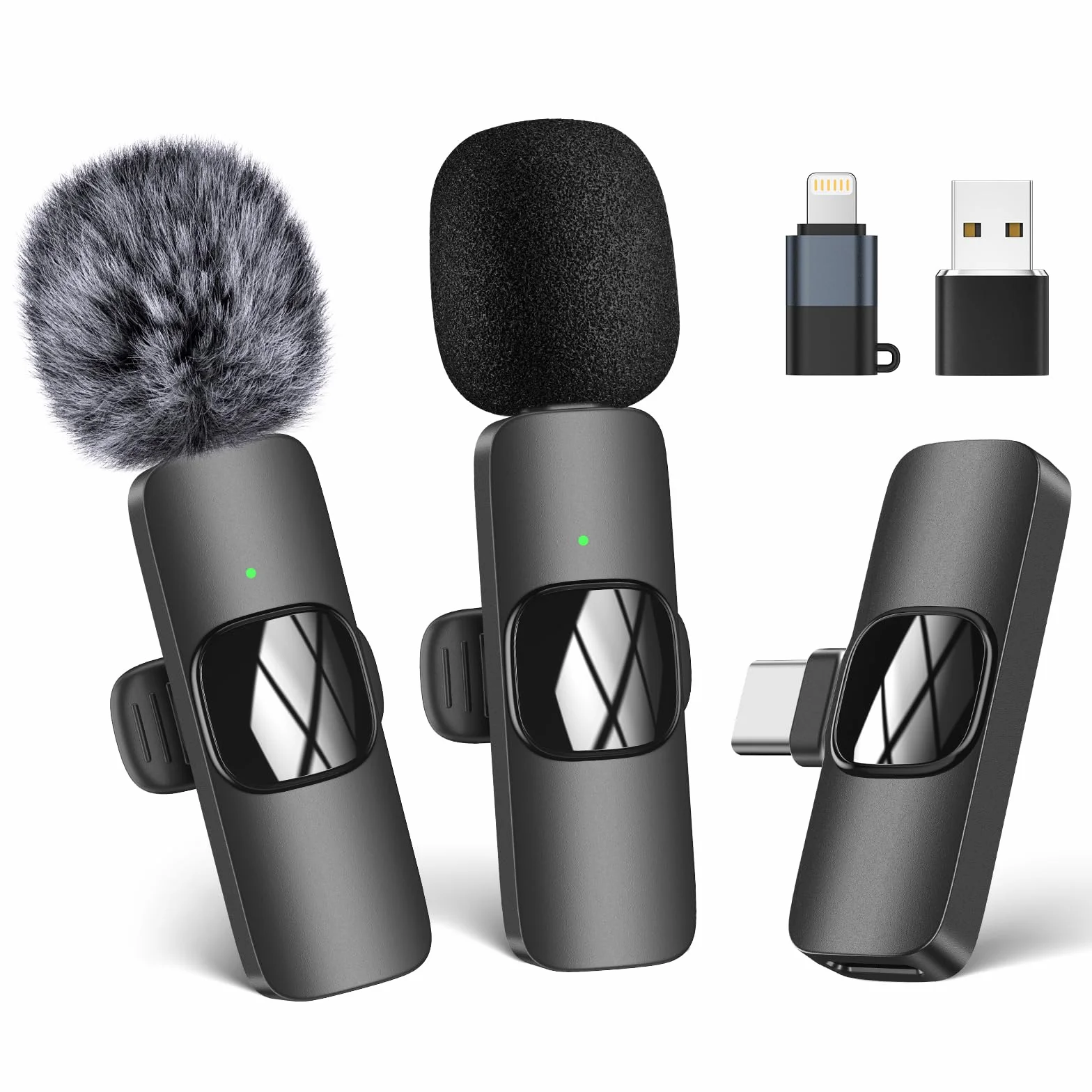 Microfono Lavalier Wireless per iPhone/Telefono Android/Computer, Microfono da bavero USB C per registrazione video, Vlogging, TikTok, YouTube, riduzione del rumore, clip plug-play sul Microfoni
