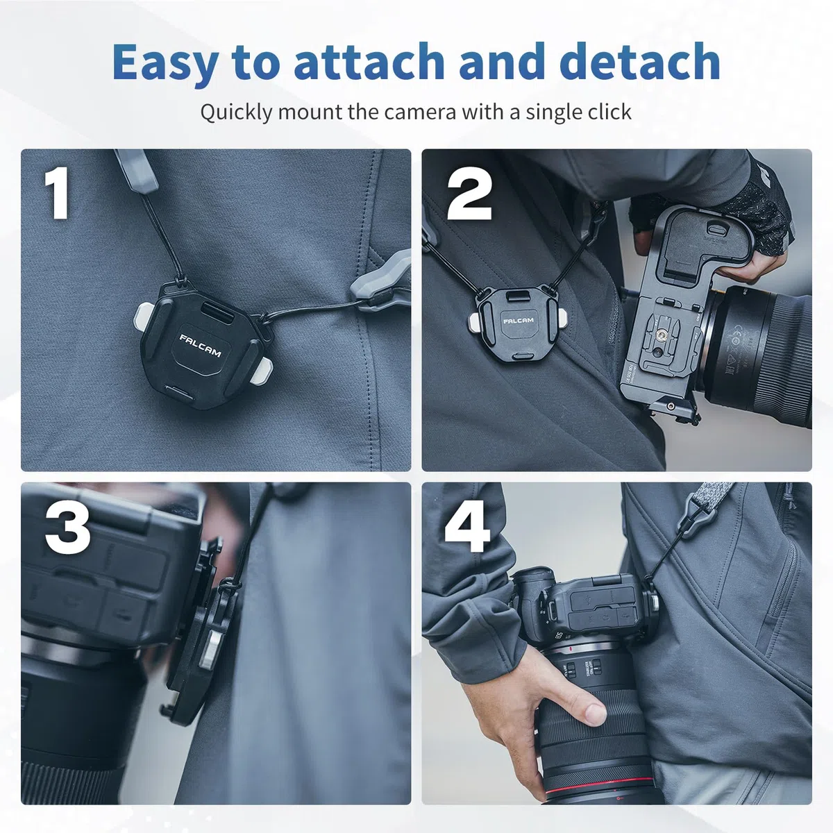FALCAM F38 V2 Kit Supporto per tracolla per fotocamera con sgancio rapido, piastra QR per supporto per treppiede della fotocamera