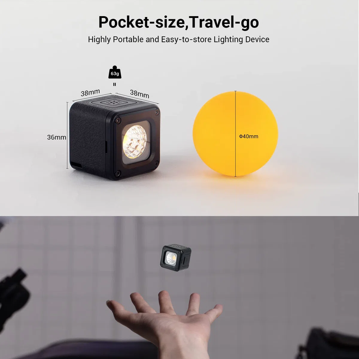 SMALLRIG Luce Video LED, 5600K CRI95 con 8 Filtri Colore Kit Illuminazione Portatile Impermeabile Mini Cubo, Luce Dimmerabile Fill Fotografia per Cellulare, Action e Fotocamera DSLR - 3405