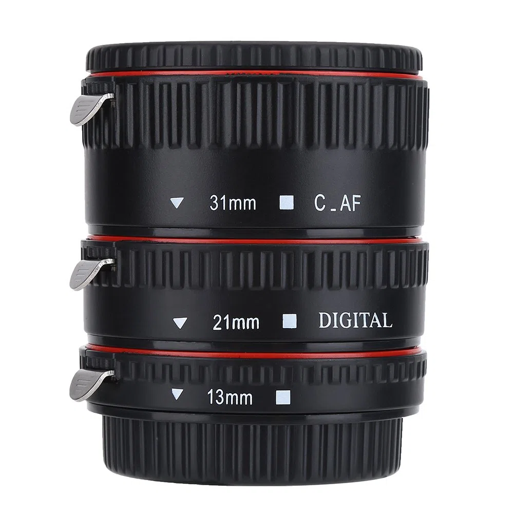 Anelli Adattatori Obiettivo Tubo di Prolunga Macro Messa a Fuoco Automatica, Adatto per Canon EOS EF Mount, 3 Anelli Formano 7 Combinazioni Diverse (13mm, 21mm, 31mm)