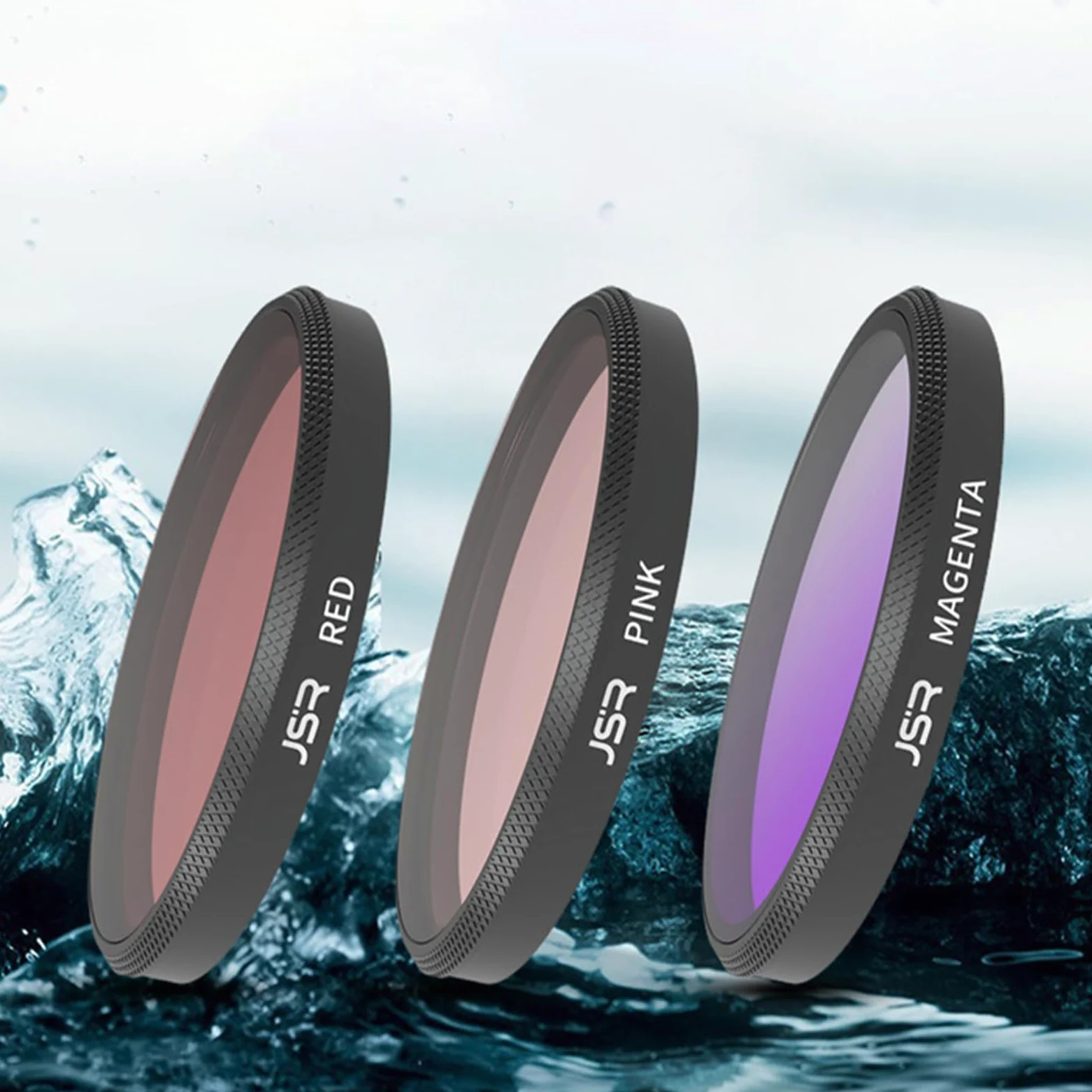 Custodia impermeabile Filtro per immersioni per Insta360 GO Ultra, Rosa/Rosso/Viola Sott'acqua Filtro Lente Protezione Accessori per Insta360 GO Ultra Custodia subacquea (3PCS)