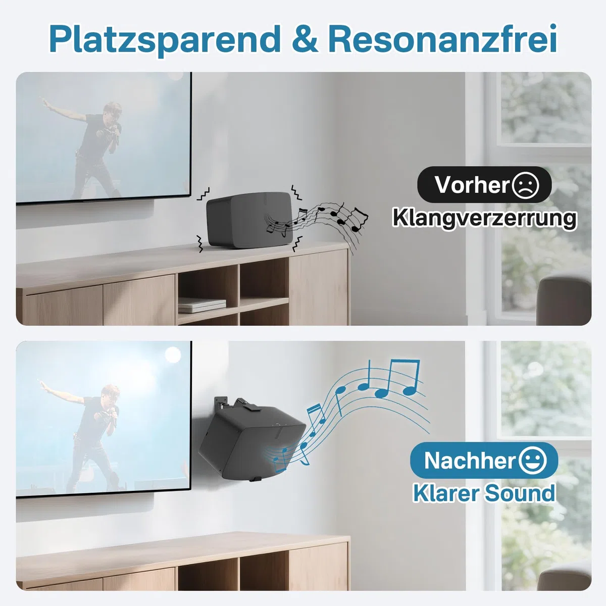 notiela Supporto da parete per altoparlanti inclinabile e orientabile per Sonos 5 e Play 5 - Supporto robusto per Sonos Five e Play 5 Gen 2, nero