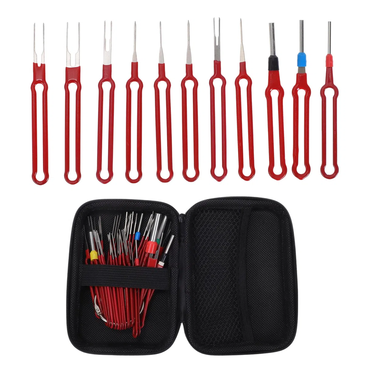 Kit di Assortimento di Strumenti di Rimozione Terminali per Auto, Camion, Moto, Barca - Kit di Estrattori di Terminali di Connettore di Filo Rosso 86 Pezzi