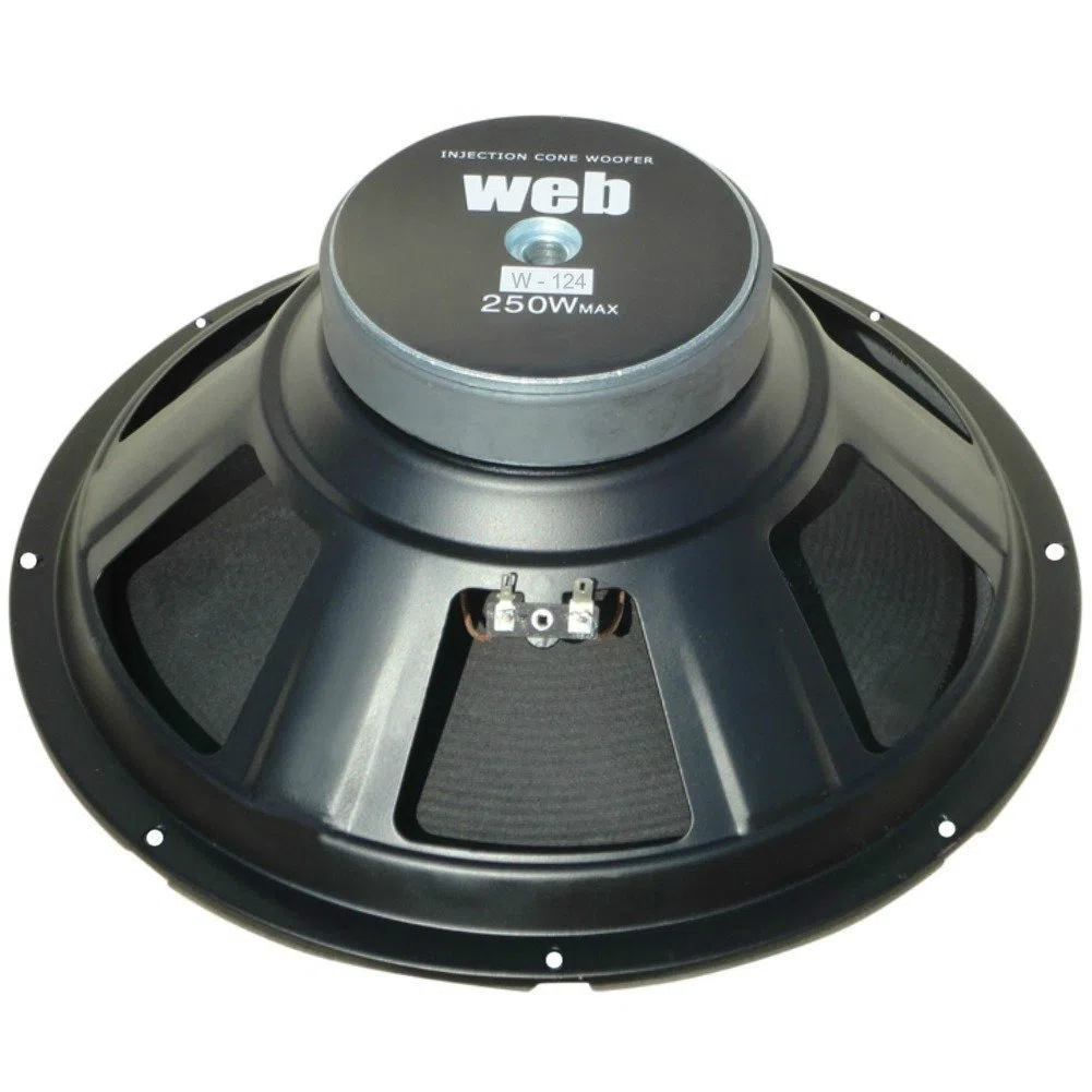 WEB 1 W-124 woofer diffusore medio basso da 30,00 cm 300 mm 12" da 125 watt rms e 250 watt max impedenza 4 ohm auto sensibilità 94 db spl, 1 pezzo + 3 adesivi omaggio