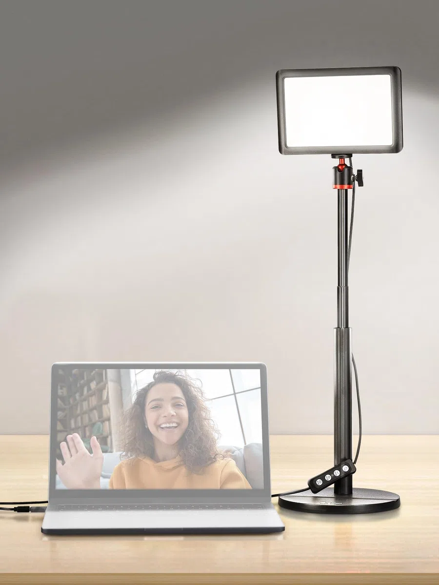 Rollei Lumis Key Light Scrivania, Faretto Streaming CRI 95+ Lampada per Video PC con Treppiede 28~78cm, Pannello Illuminatore LED Fotografia per Videomaker Podcast Youtuber Videoconferenza Webcam