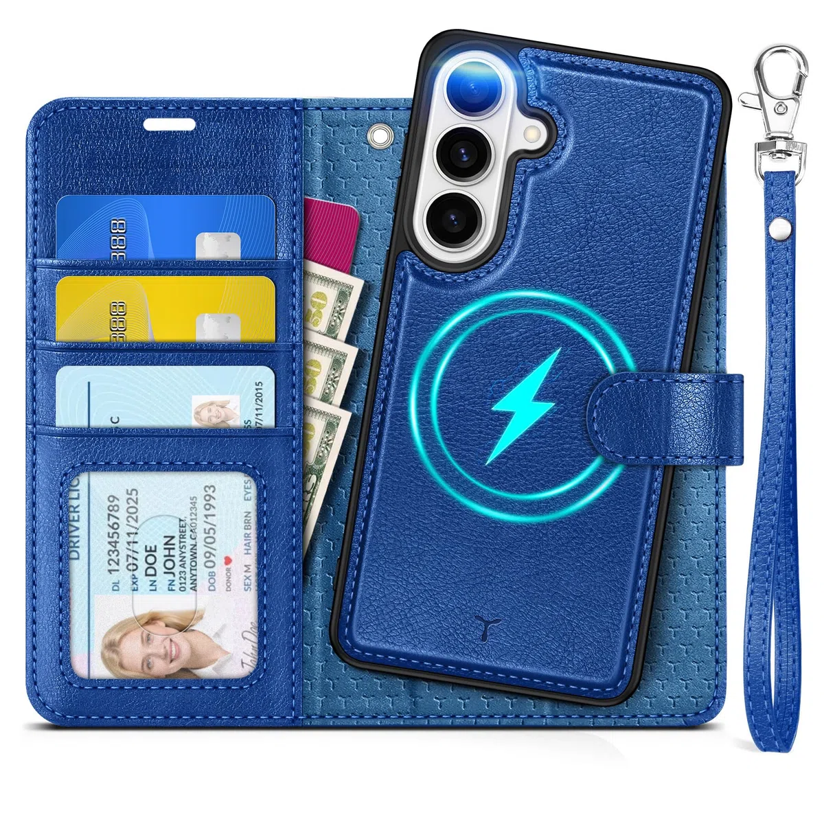TUCCH Custodia per Galaxy S26, 2-in-1 Staccabile Cinturino Cover Blocco RFID Portafoglio Slot Carte Protezione Pelle Sintetica TPU Supporto Cover per Galaxy S26 (6,3" 2026), Blu Zaffiro Testurizzato