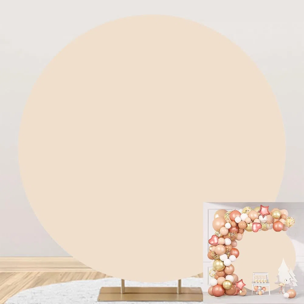 Diametro 2m Leggero Beige Rotondo Sfondo Coprire Tinta unita Fotografia Sfondo per adulti Compleanno Doccia bambino Partito Decorazioni Tinta unita Cerchio Fondali