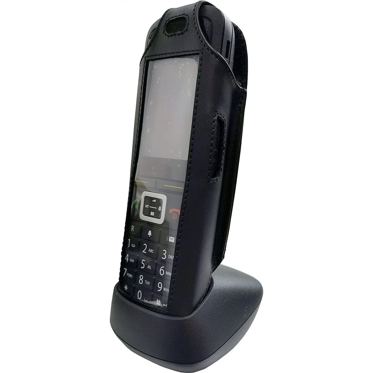 Custodia in pelle con clip per cintura in acciaio per Gigaset R700H e Unify R6