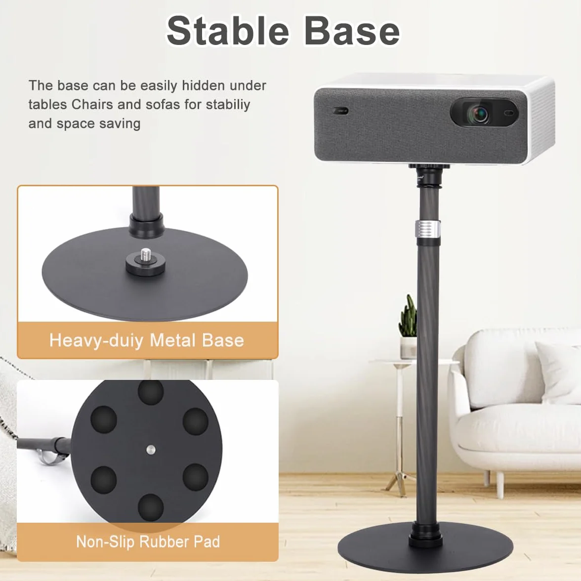 Koolehaoda Monopiede con Base Rotonda da 40-71cm, Monopiede da Tavolo, Tubo da 25mm in Fibra di Carbonio, Treppiede da Tavolo per Canon, Sony, Nikon Fotocamere e Luce Video (ST-2070)