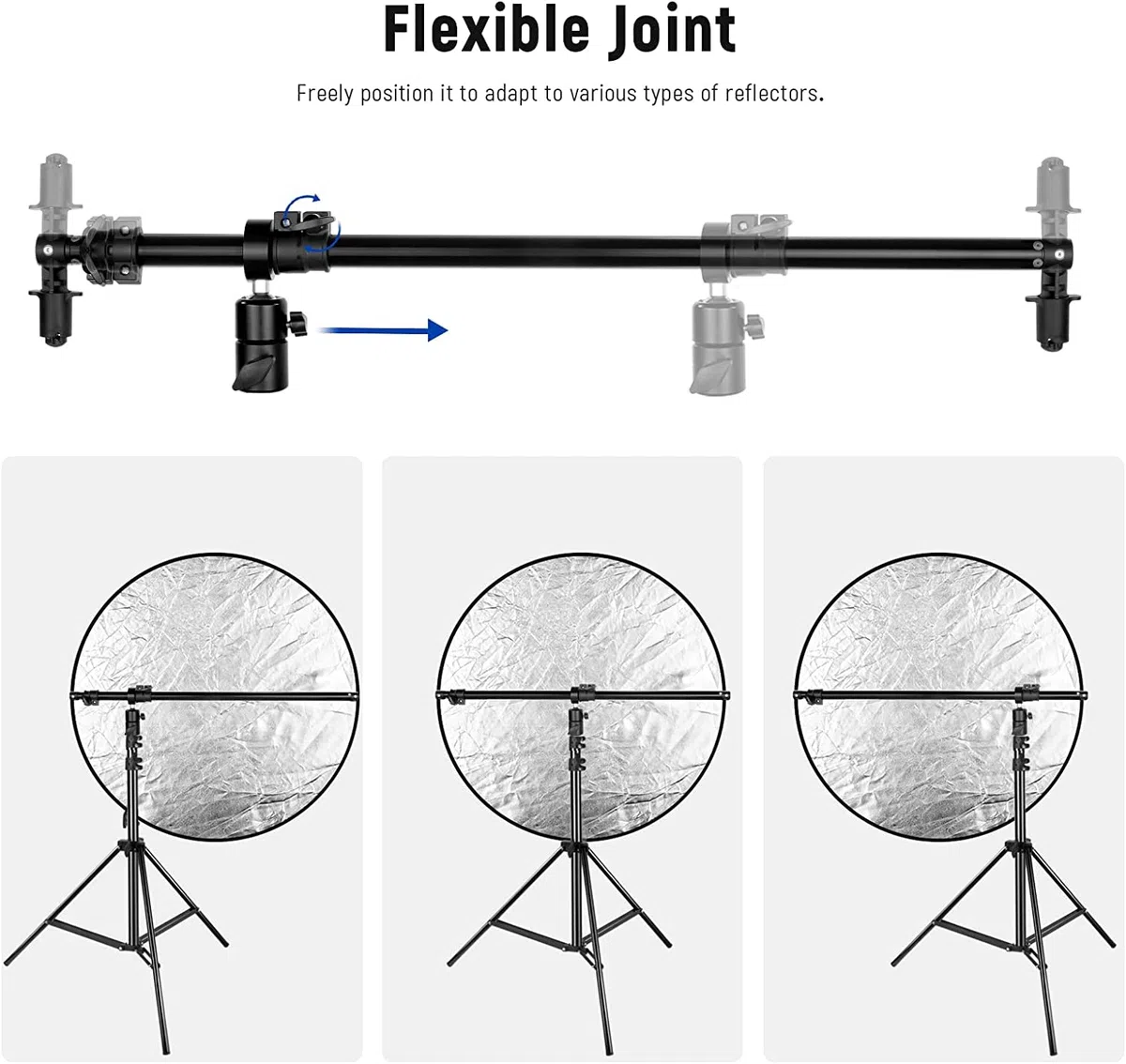 NEEWER Braccio telescopico estensibile per riflettore da 70,9 cm a 120 cm, braccio girevole a 360 gradi, per fotografia di prodotti e ritratti, ideale per studio fotografico e fotografia all'aperto