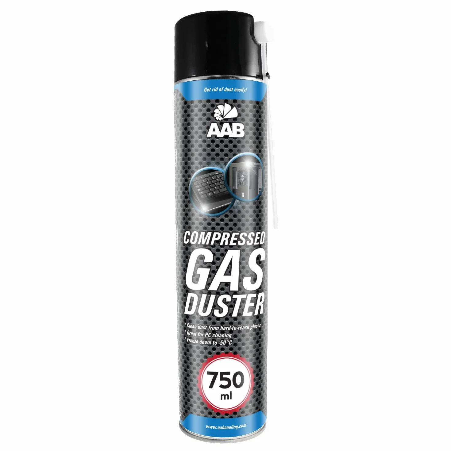 24 x AAB Bomboletta d’Aria Compressa 750ml per Pulire Accessori PC, Tastiera, Televisioni, Fotocamere e Altri, Spray Contatti, Spray con Tubo di Estensione, Rimozione di Polvere, Compressed Air