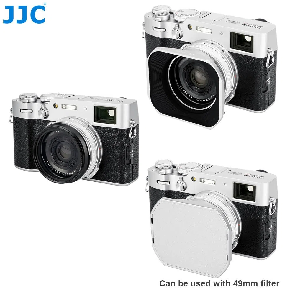 JJC Paraluce per Fujifilm Finepix X100VI, X100V, X100F, X100S, X100T, X100, X70 con Copriobiettivo, Sostituisce Fuji LH-X100 (Argento)