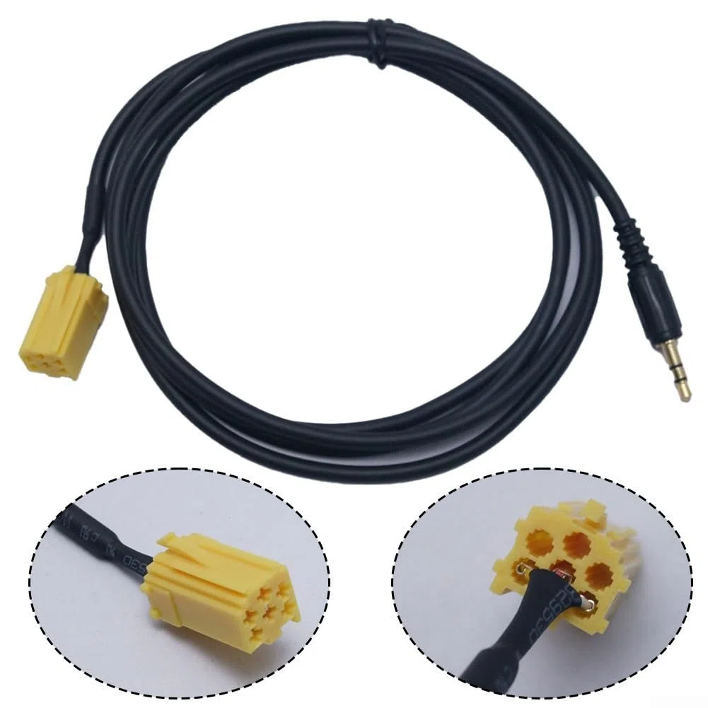 Cavo di ingresso audio AUX compatibile con modelli Fiat e Alfa Romeo con jack da 3,5 mm e interfaccia pannello posteriore radio a 6 pin
