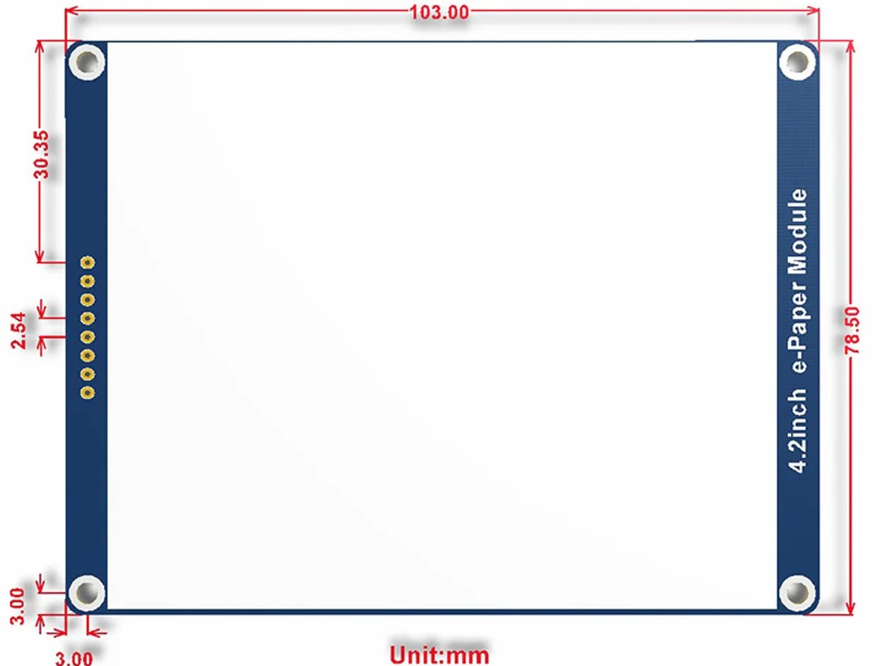 Waveshare 4.2 Inch E-Paper Display Module(B) Kit 400x300 Resolution Red Black White Three-Color E-Ink Screen Electronic Paper Module for Raspberry Pi/Jetson Nano/Arduino/STM32 via SPI Interface