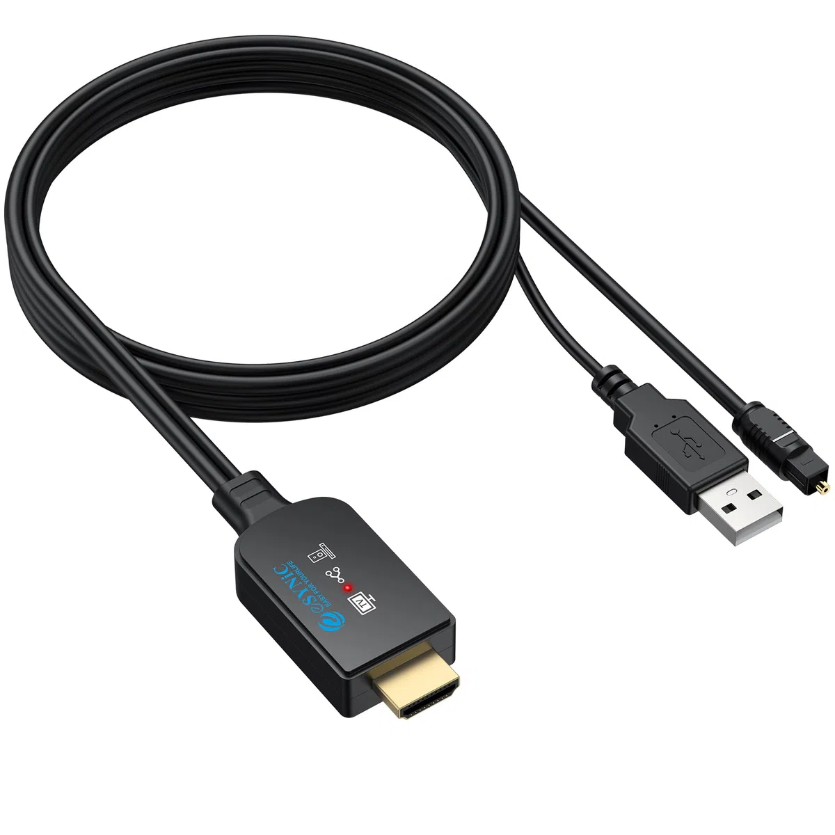 eSynic Cavo Convertitore da eARC/ARC HDMI a Ottico per HDTV a Soundbar Cuffie Wireless Home Theater, 192KHz eARC ARC Audio Extractor Professionale con 1.5M Cavo Integrato, Supporta 5.1ch e 2.0ch
