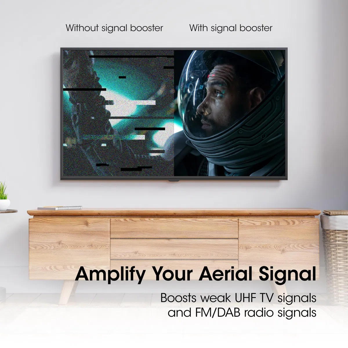 Signal Booster, SLx TV Amplifier Four Output 27820BMR, HD TV/FM/DAB Signal. 4 Way - Per HD and Freeview