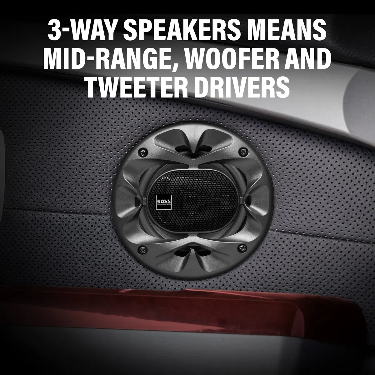 BOSS Audio Systems 2 CH4230B altoparlanti coassiali neri 3 vie da 10 cm 4" 112.5 watt rms e 225 watt max impedenza 4 ohm portiere sportelli auto, sospensione in gomma, a coppia