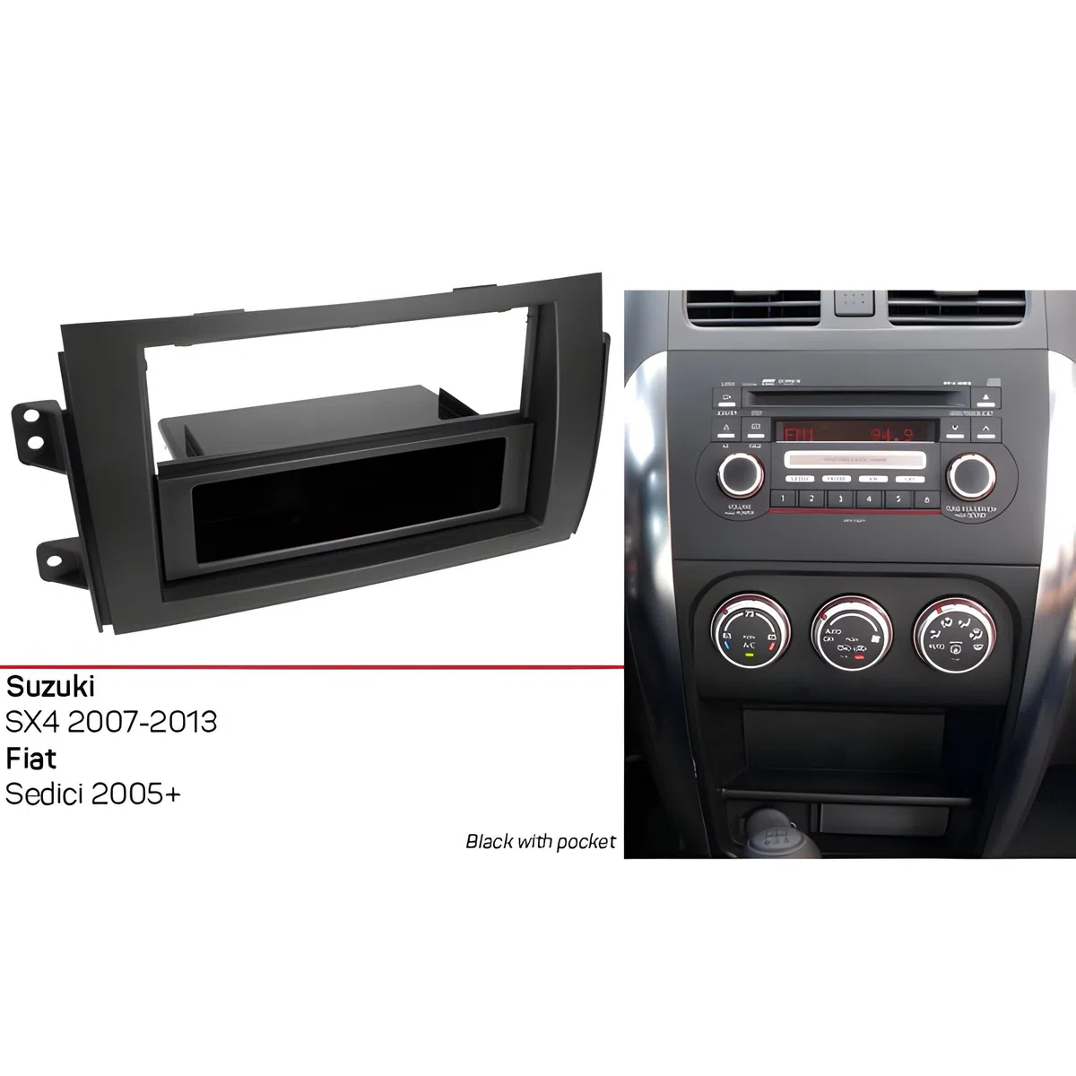 Sound Way Kit Montaggio Adattatore Autoradio, Mascherina 1 DIN / 2 DIN Compatibile con Suzuki SX4 2007-2014 /Fiat Sedici 2006-2014