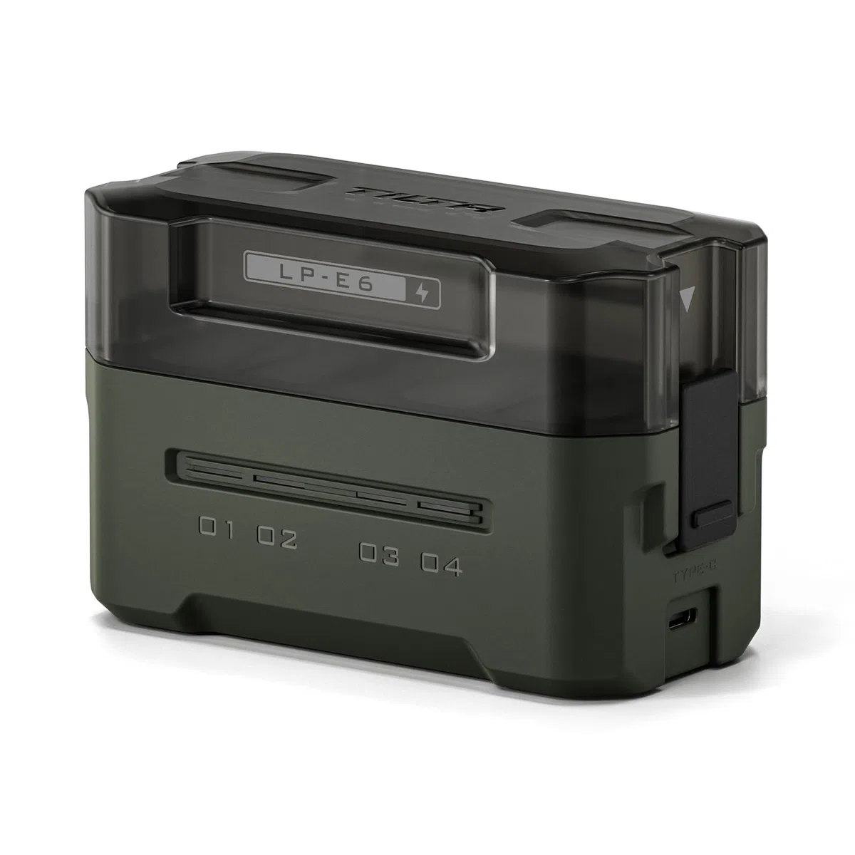 Tilta LP-E6 Caricabatterie Custodia di Ricarica a 4 Canali Compatibile con Batterie LP-E6, Stazione di Ricarica Portatile - Verde TBC-E6-GN