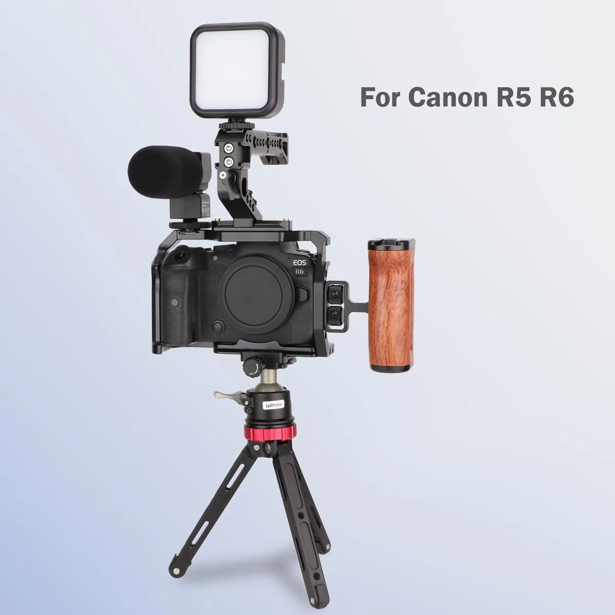 Fotocamera Full Cage per Canon R5 R6 Mirrorless,Estensione Mount Microfono Riempimento Luce Staffa Accessori Filmatura, con Cold Shoe