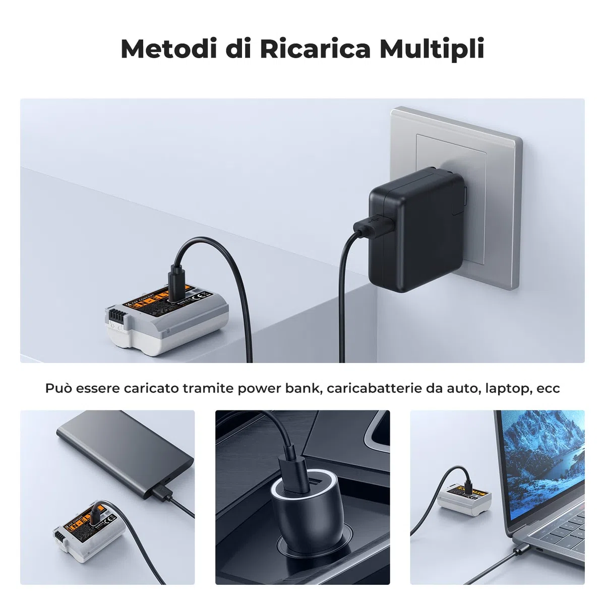 K&F CONCEPT 2600mAh EN-EL15C Batteria Rcarica Rapida USB-C Compatibile con Nikon ZR, Z8, Zf, Z7, Z6, Z7ii, Z6ii, Z6iii, Z5, D850, D810, D810A, D780, D750, D610, D500, D7500, D7200