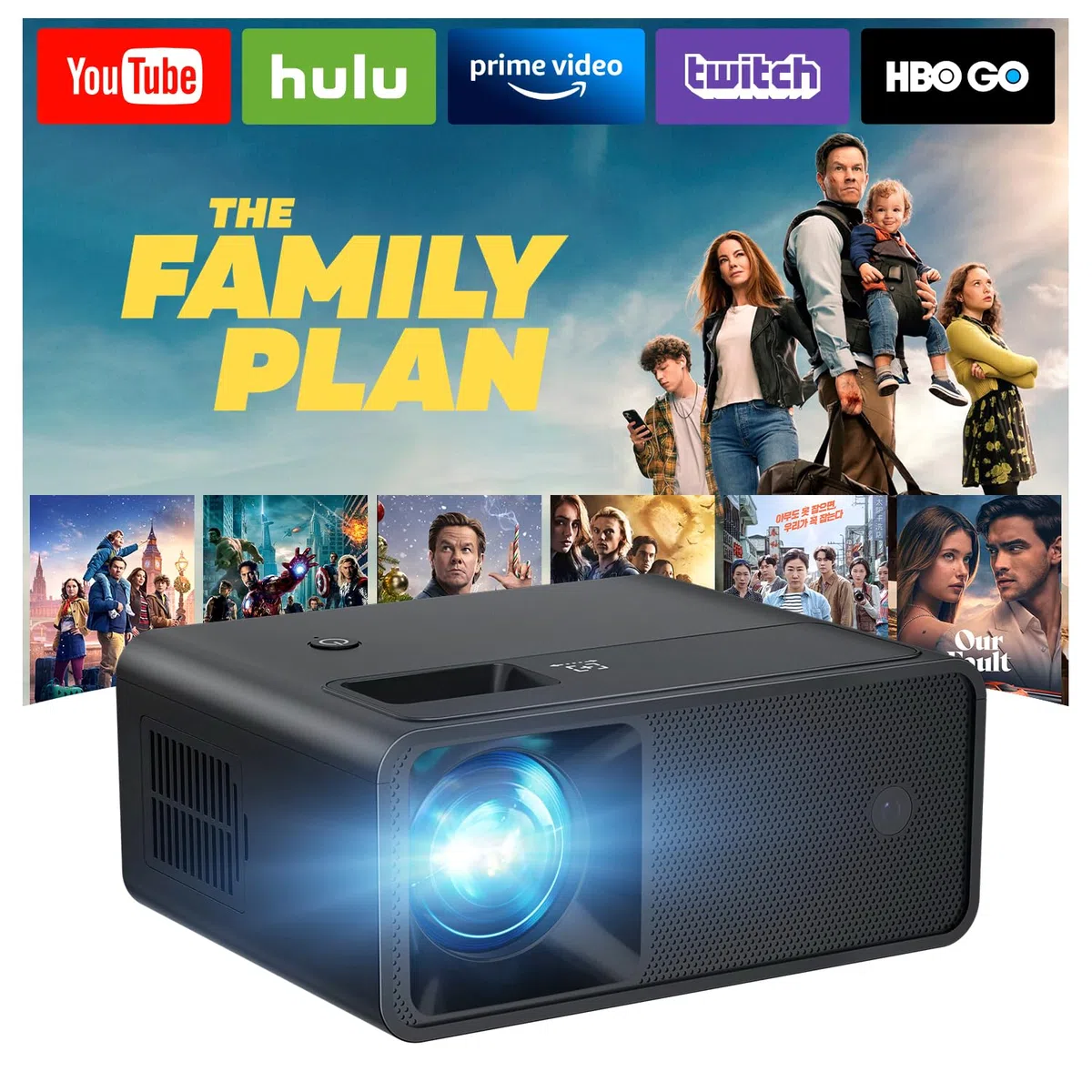 CiBest Mini proiettore 2025 aggiornato Full HD 1080P compatibile con proiettore video portatile, proiettore di piccoli film, compatibile con iOS/Android/Windows/TV Stick/Box/USB/HDMI
