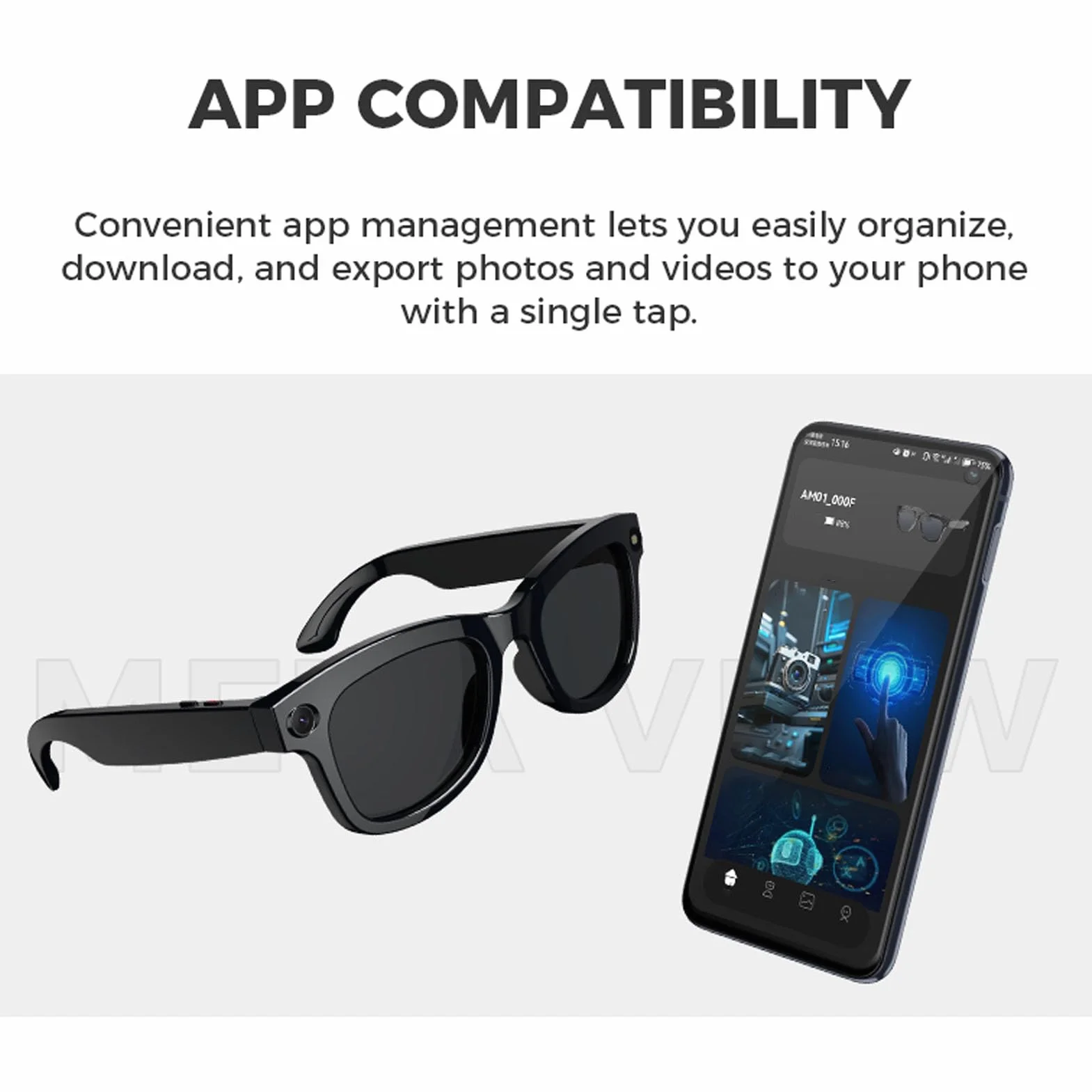 Luqeeg Smart Camera Occhiali, Occhiali Bluetooth AI con Fotocamera HD da 5 MP, 26 Lingue Traduzione in Tempo Reale, Riproduzione Musicale, Sveglia Vocale, Telefonate, Trasferimento (#1)