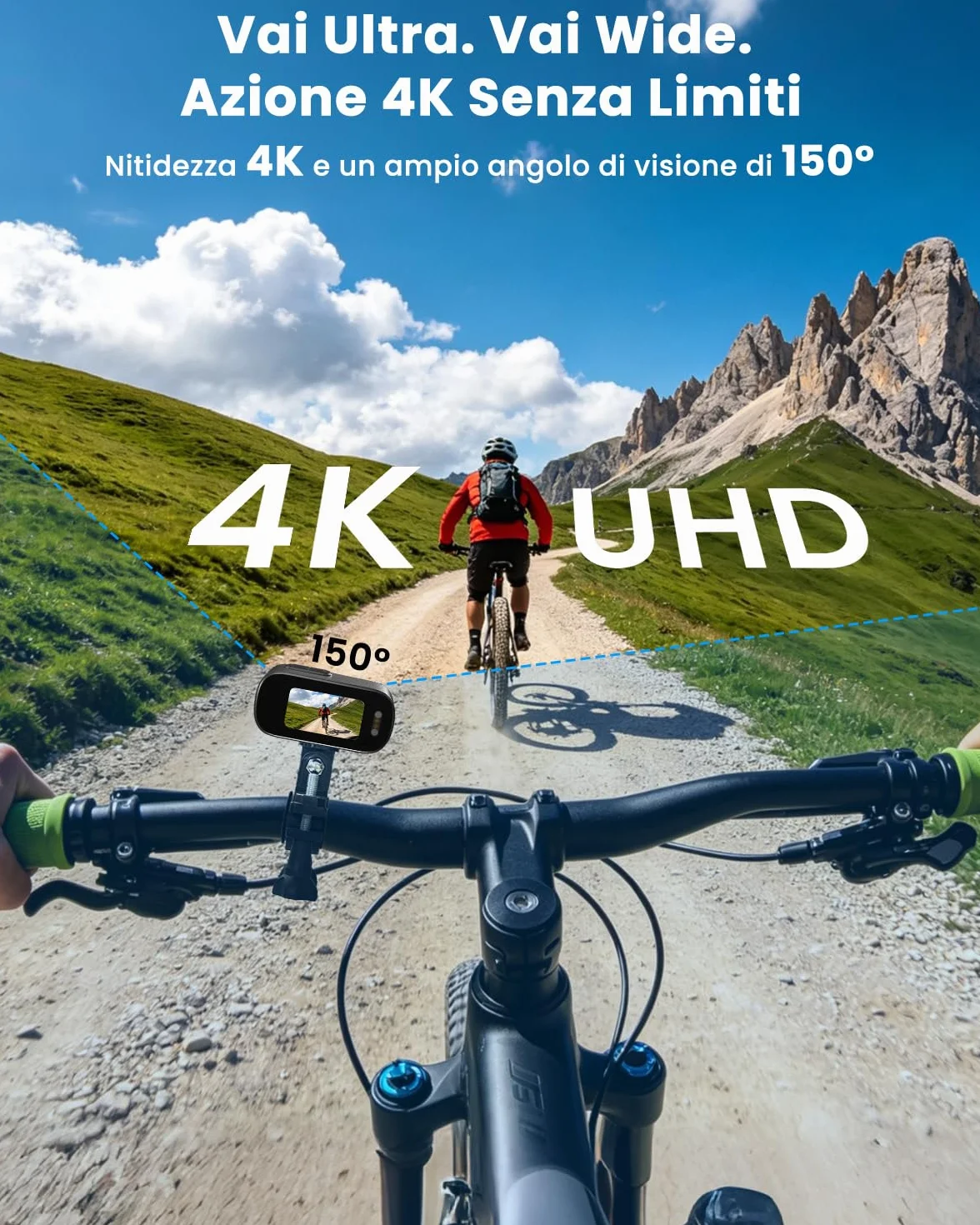 Body Cam, POV Camera 4K, Mini Action Cam WiFi 64G, Telecamera Moto con Batteria da 1200 mAh(240min), Mini Camera Impermeabile IP65, Compatta Telecamera per Moto Vlogging