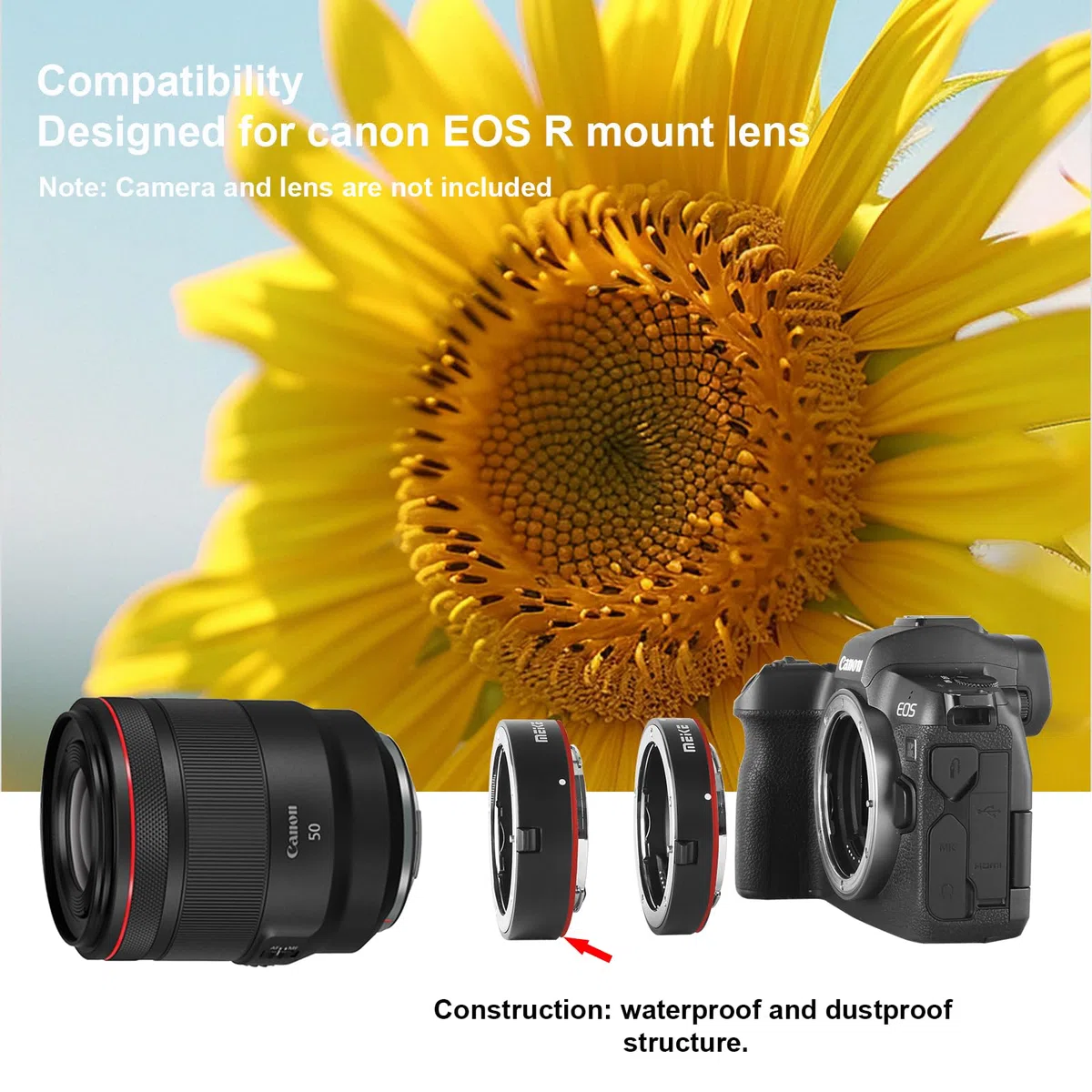 Meike MK-RF-AF1 - Kit anello adattatore per tubo di estensione macro AF Full Frame in metallo, 13 mm + 18 mm, per fotocamere EOS-R EOS-R EOS-RP
