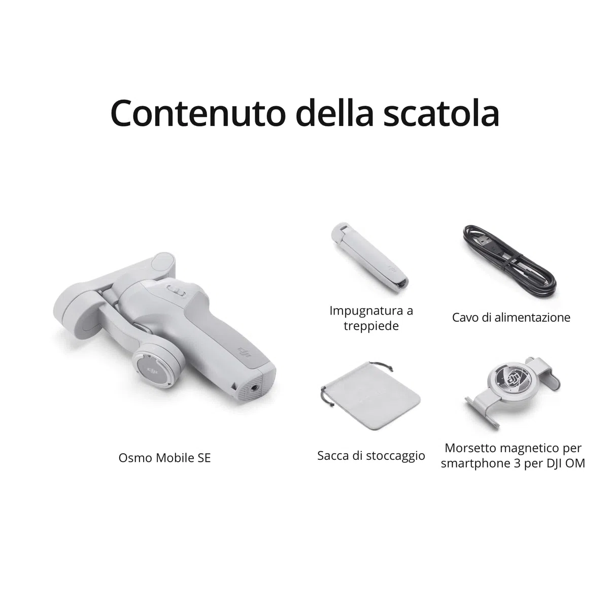 DJI Stabilizzatore OSMO Mobile SE per Smartphone, Stabilizzatore a 3 Assi, Manico telescopico, Portatile e Pieghevole, per Android/iPhone con ShotGuides, ActiveTrack 6.0 per Vlogging