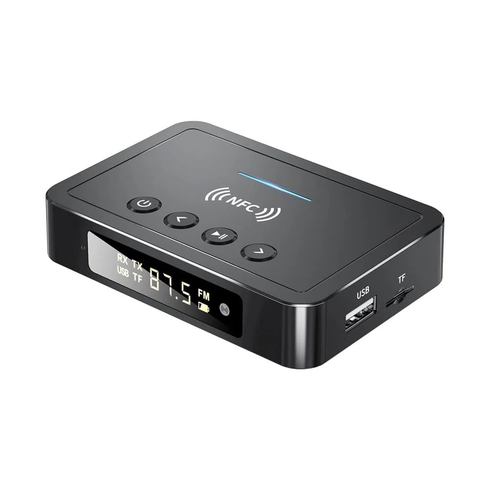Ricevitore Trasmettitore Bluetooth 6.0 NFC FM Stereo Jack da 3,5 mm Adattatore Audio Wireless per TV, Altoparlante per Auto