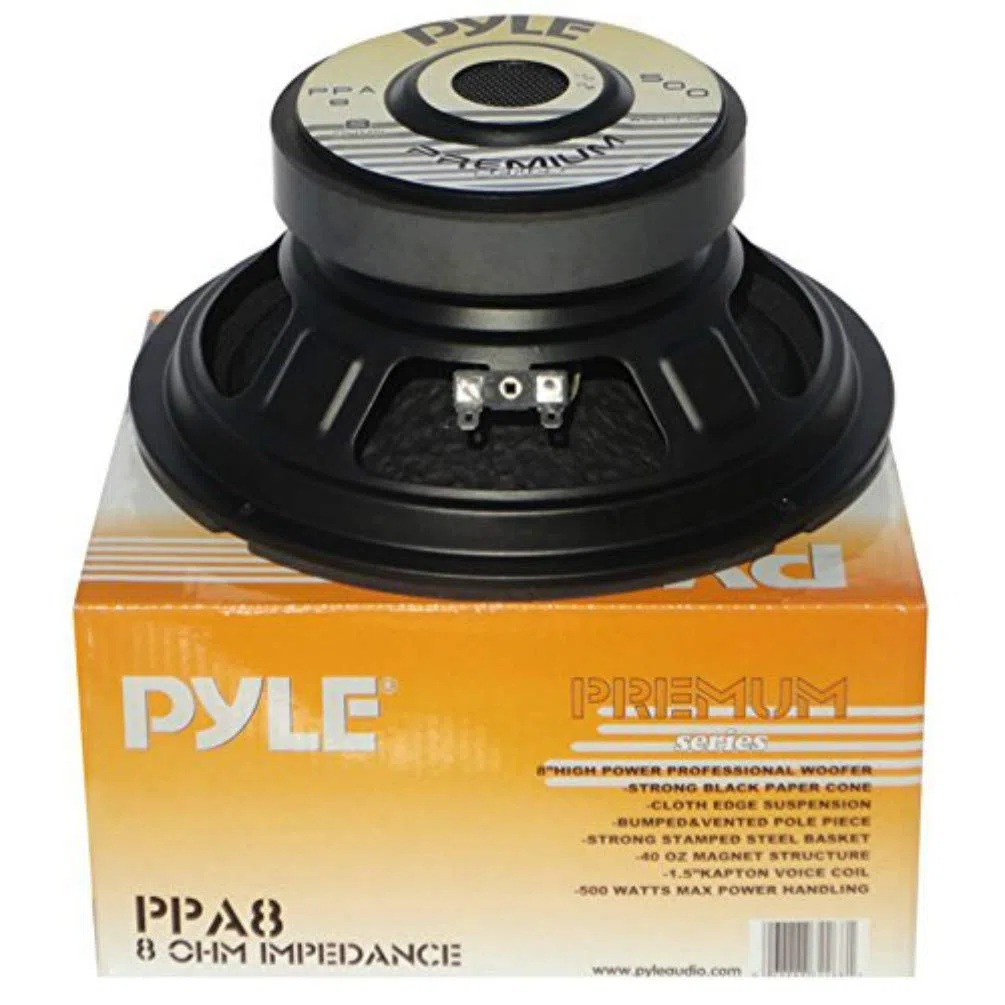 1 WOOFER PYLE PPA8 altoparlante diffusore medio basso 20,00 cm 200 mm 8" 200 watt rms 500 watt max impedenza 8 ohm per casa feste disco party, 1 pezzo