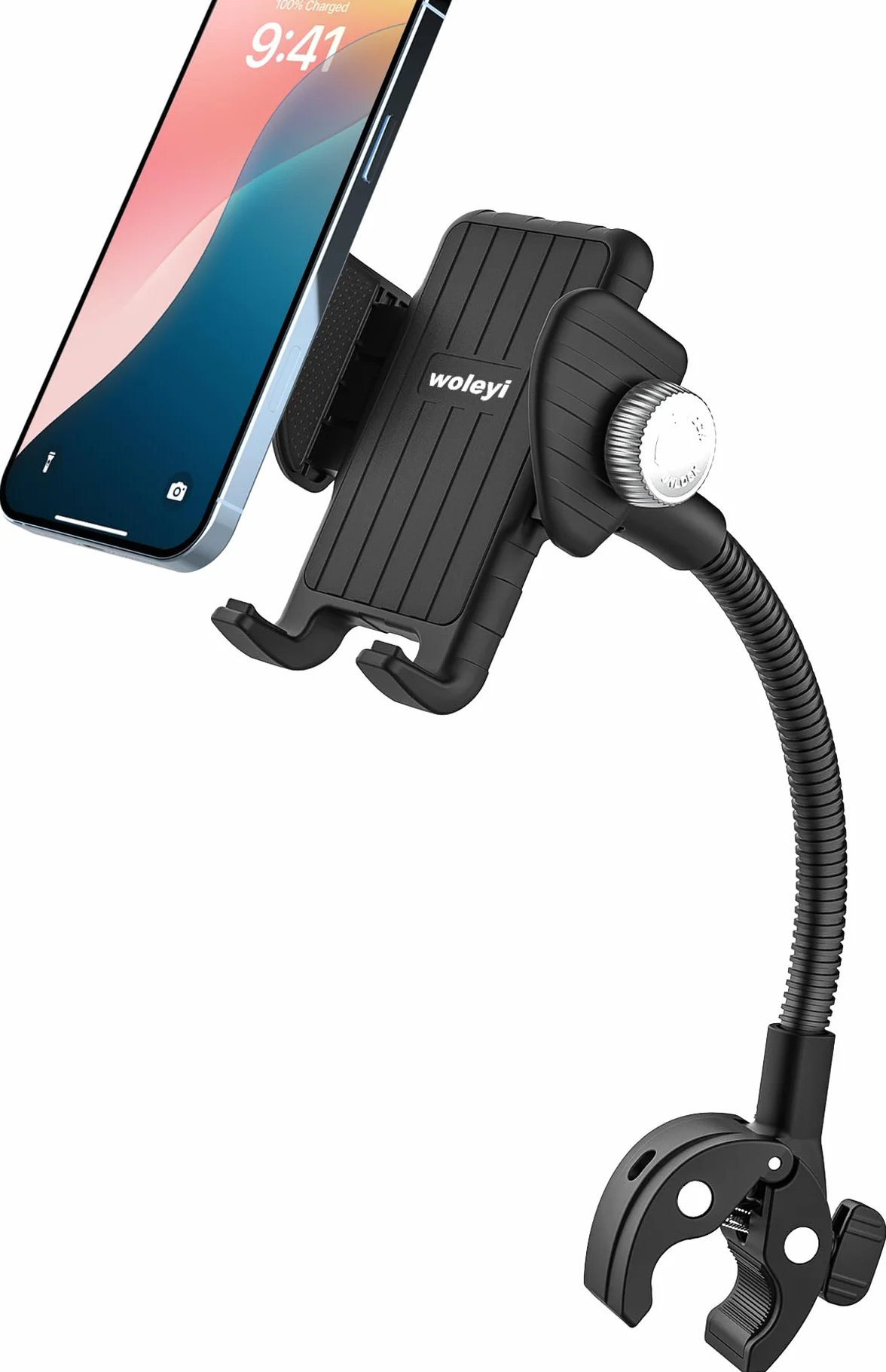 Supporto Cellulare per Passeggino/Bici/Sedia a Rotelle/Barca/Carrello Portaspesa, Flessibile Porta Telefono Manubrio Asta Barra Tubo per iPhone 16 15 Pro Max, Galaxy S24, Phone da 4-7"