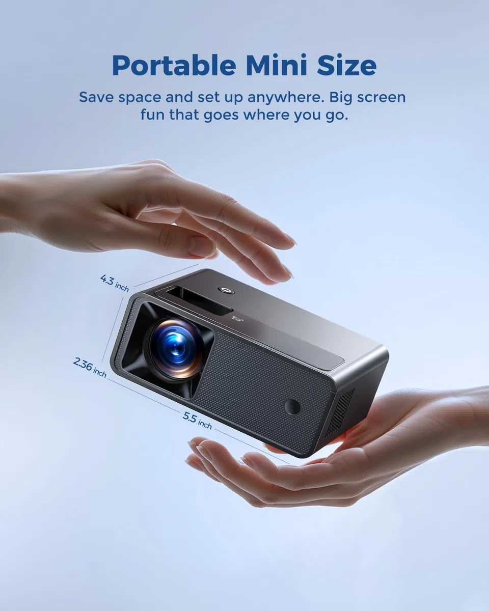 CiBest Mini proiettore 2025 aggiornato Full HD 1080P compatibile con proiettore video portatile, proiettore di piccoli film, compatibile con iOS/Android/Windows/TV Stick/Box/USB/HDMI