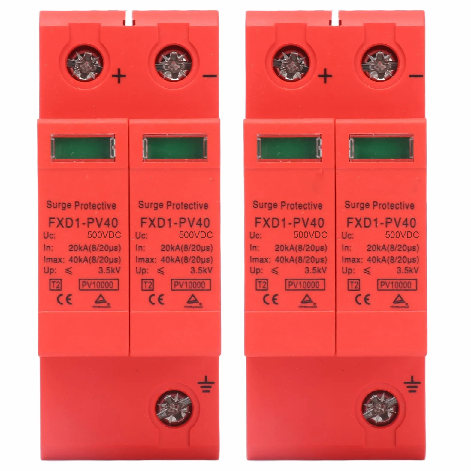 FXD1-PV40 Dispositivo di Protezione Contro le Sovratensioni CC 2P 40KA Dispositivo di Protezione Dai Fulmini per Sistemi Solari, CC 1000 V/750 V/500 V con Funzione di Segnale